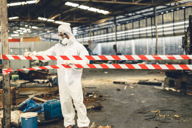 Professional Biohazard Cleanup technician working in Ridge, NY